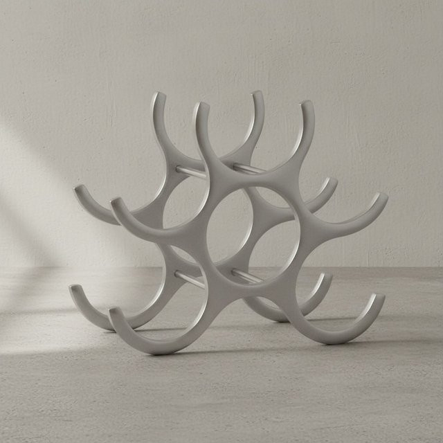 KADIMA DESIGN Weinregal aus Aluminium für 6 Flaschen, Silber matt, B/T/H: 24 x 29 x 14 cm - Bild 1