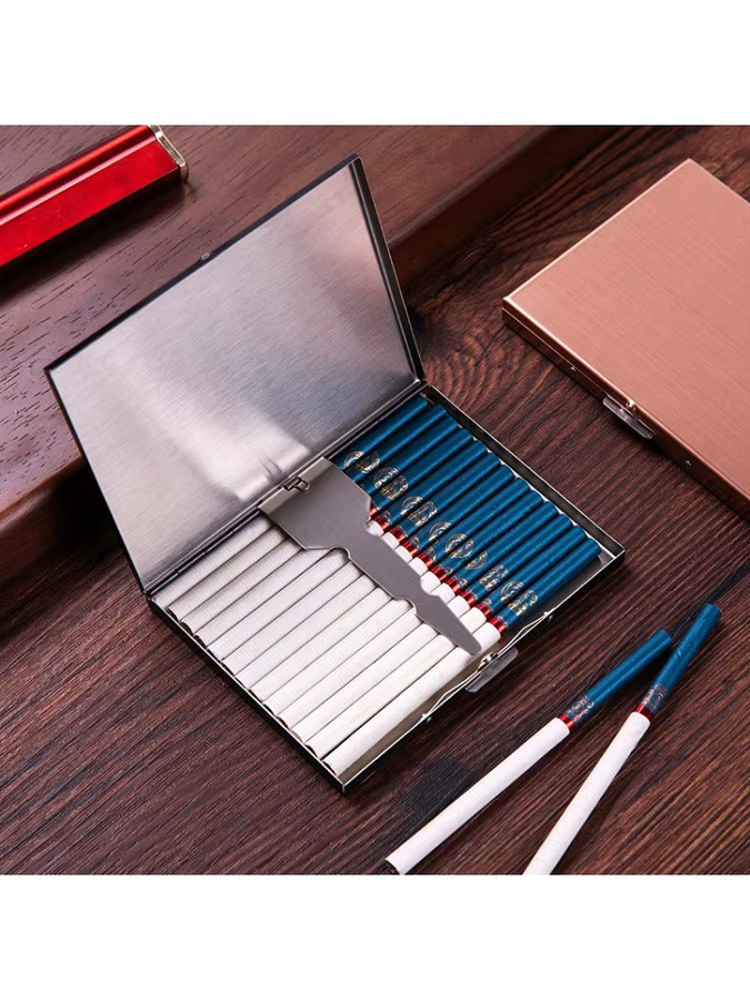 KeYi Zigarettenetui aus Edelstahl in Silber, 9er Pack, tragbares und feuchtigkeitsbeständiges Metall-Etui für Männer - Bild 5