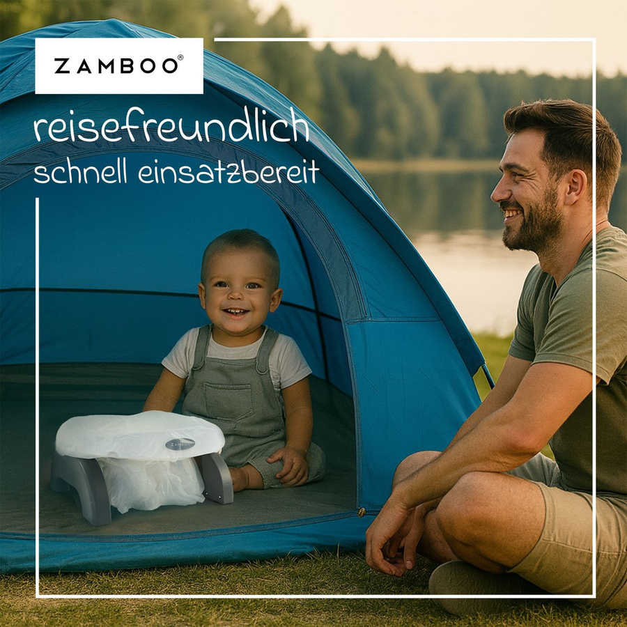 Zamboo Reisetöpfchen faltbarer Toilettensitz mit Aufbewahrungstasche Weiß Grau - Bild 5