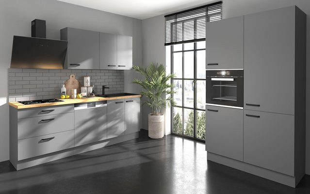 Moderne Küchenzeile NESSA Einbauküche in Anthrazit Grau Matt, Breite: 220 cm + 120 cm - Bild 1