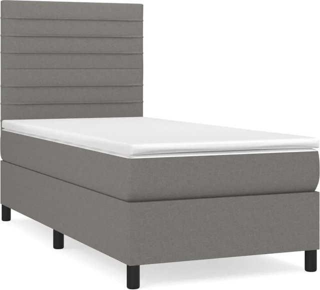 vidaXL Boxspringbett mit Matratze Hybrid Dunkelgrau B: 90 cm, T: 190 cm - Bild 1