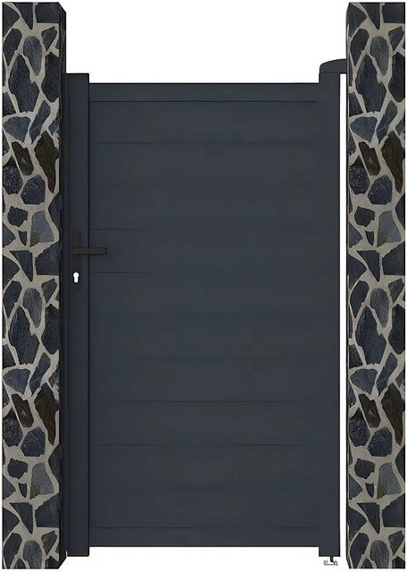 Vente-unique Eingangstor Nazario aus Aluminium in Anthrazitgrau, Breite: 100 cm - Bild 1