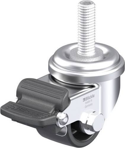 Blickle Apparate-Lenkrolle LRA-POA 35G-RA-GS10 in Schwarz und Silber mit 35 mm Rad-Durchmesser und einer Tragfähigkeit von 75 kg - Bild 1
