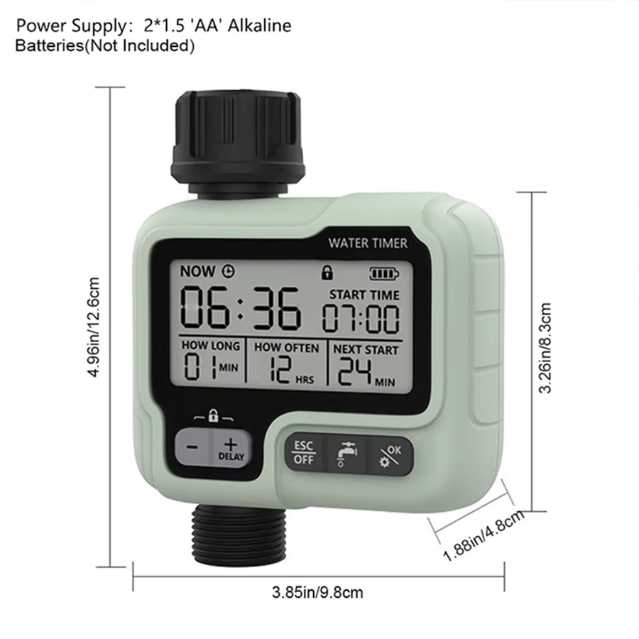 HCT-322 Digitaler Bewässerungstimer mit LCD-Display, Intelligente Gartenbewässerung für den Außenbereich, Grün - Bild 2