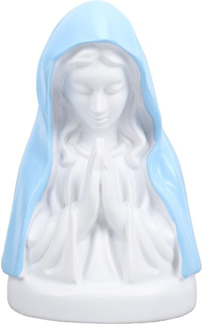 Koogeelife Jungfrau Maria Nachtlicht als Harzstatue und LED Schreibtischlampe in Weiß für Schlafzimmer und Wohnzimmer - Bild 1