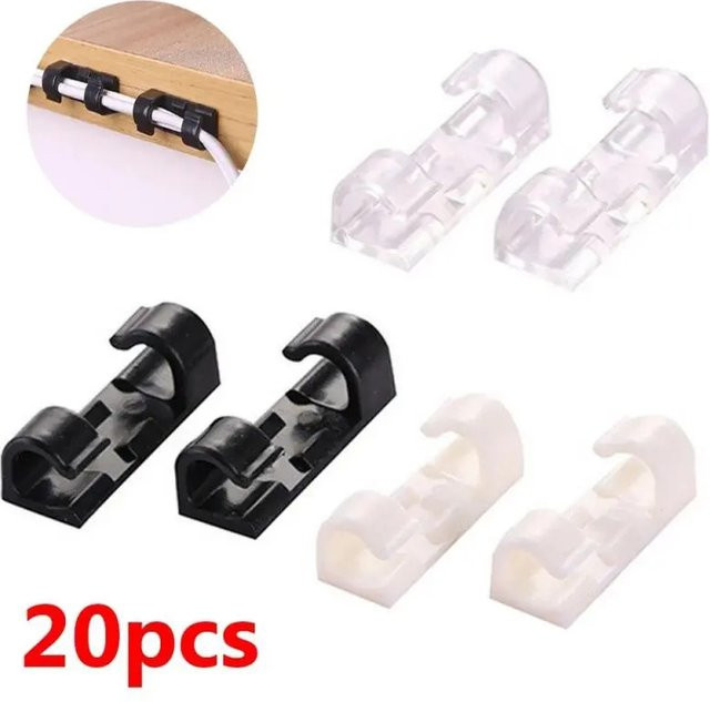 Selbstklebender Kabel-Organizer-Clip in Schwarz zur Kabelverwaltung für Schreibtisch, Ladegeräte und USB-Kabel - Bild 1
