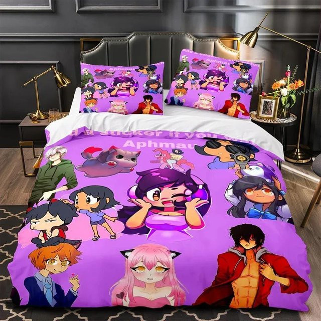 Aphmau Bettdecken-Set mit Bettbezug und Kissenbezug für Kinderzimmer, Farbe: Lila, B/H: 210 x 210 cm - Bild 1