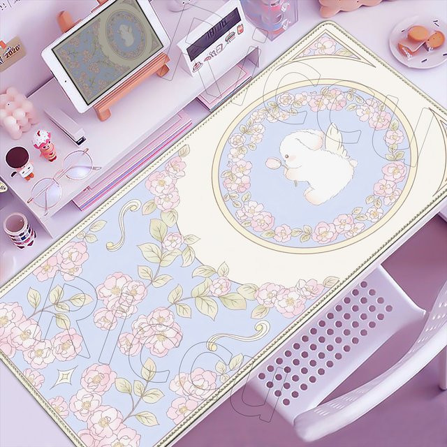 Riccu Mauspad mit Blumen- und Gänseblümchen-Aufdruck in Multicolour, B/T: 120 x 60 cm, rutschfestes Spielzubehör für E-Sport und Büro - Bild 1