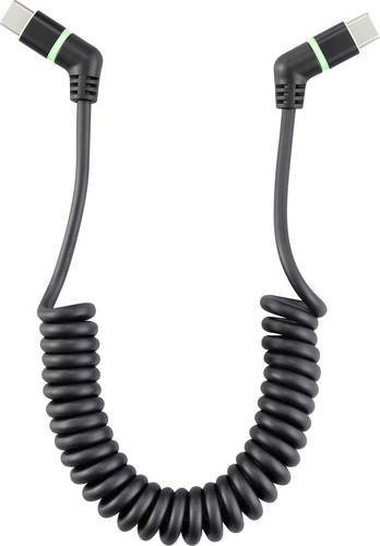 Renkforce USB-C Spiralkabel USB 2.0 mit 360 Grad drehbaren Steckkontakten, Schwarz, Länge: 1,50 m - Bild 1