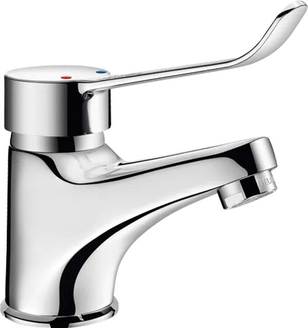 Delabie Einhebelmischer Waschtisch in Chrom mit Hygienehebel und wassersparender Funktion, ohne Ablaufgarnitur - Bild 1