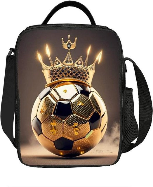 Isolierte Fußball Thermotasche von Fancy Style Studio in Schwarz, auslaufsichere Lunchbox für Sport und Freizeit - Bild 1