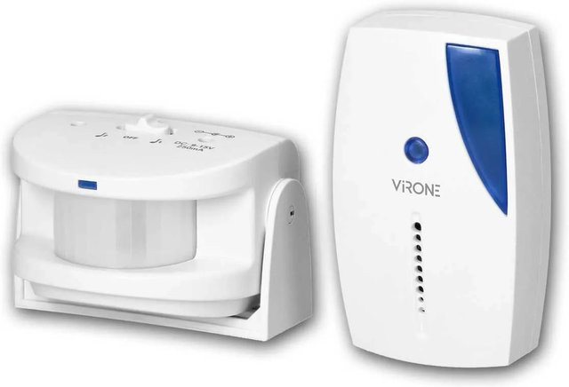 Virone Funk-Durchgangsmelder mit PIR-Sensor, 36 Töne und 90dB Alarm, Farbe: Weiß oder Blau - Bild 1