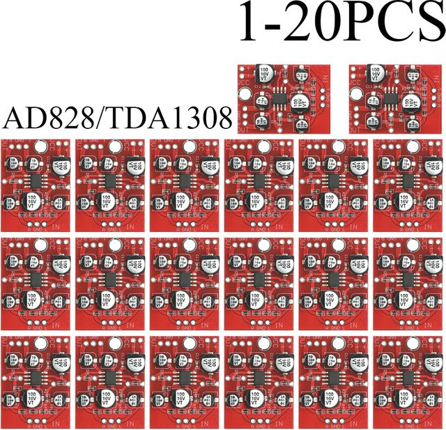 SZYTF Stereo-Vorverstärker Leistungsverstärker-Platine TDA1308/AD828 Audio-Vorverstärkermodul in Rot - Bild 1