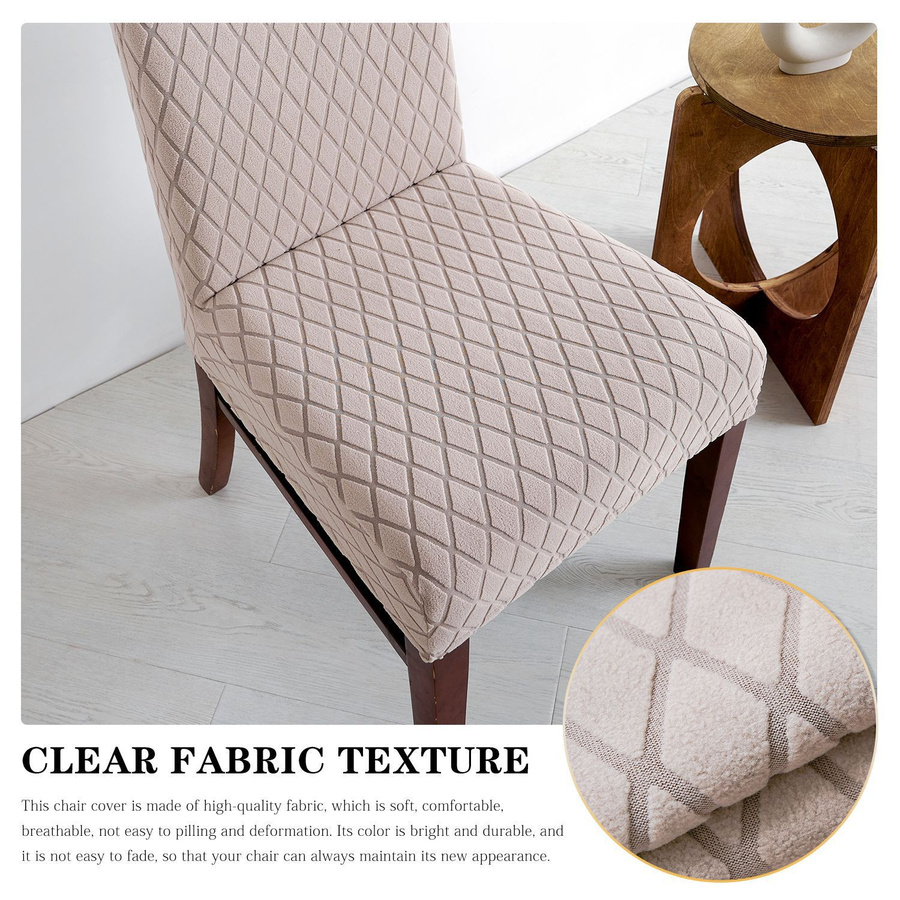 Yiran Furniture Elastischer Esszimmerstuhlbezug aus Jacquard-Polyester in Beige, Fleckenabweisend und Waschbar, B/T/H: 22 x 14 x 6 cm - Bild 2