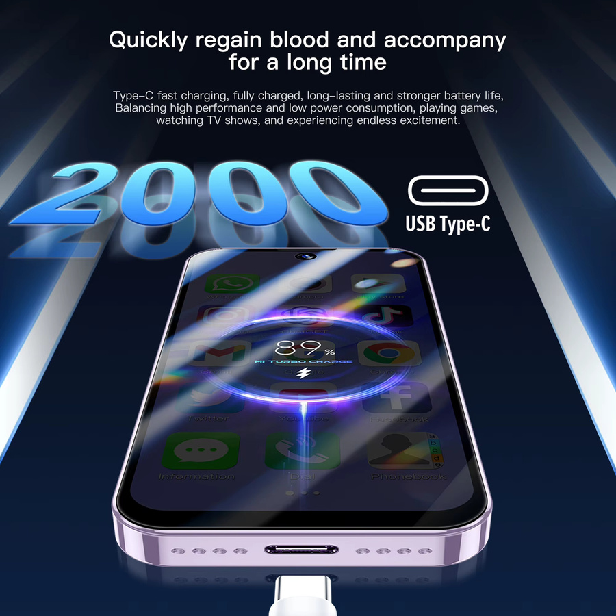 SERVO 19E MAX Mini Android Smartphone in Purple mit 3,88 Zoll Fullview Display, 3G WCDMA, Dual SIM, Gesichtserkennung, WIFI und GPS - Bild 5