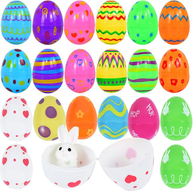 YONGSNOW Bunte Kunststoff Ostern Eier zum Befüllen als Dekoration und Geschenkverpackung für Kinder, 12 Stück - Bild 1