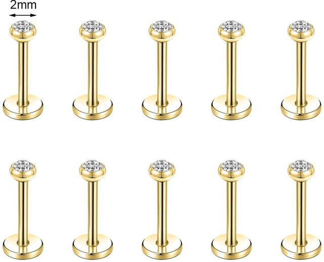 Lucky Star Jewelry Piercing Labret, Edelstahl, Gold, Zirkonia, Herren - Bild 1