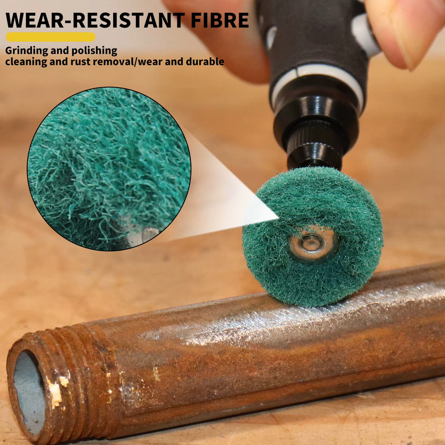 NuoDunco 10 Stück Nylon-Polierscheiben in Grün, 25 mm Mini-Schleifbürsten für Metall und Holz als Zubehör für Dremel und Handwerkzeuge - Bild 3