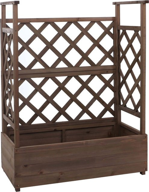 PROREGAL Hochbeet aus Tannenholz mit Rankgitter in Braun, H x B x T: 114 x 85 x 44 cm - Bild 1
