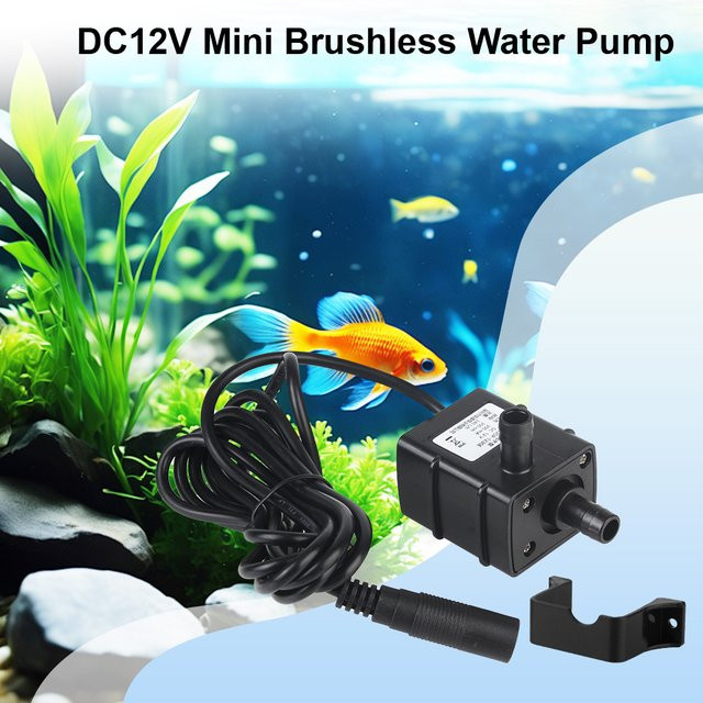 Bürstenlose Mini-Tauchpumpe für Gartenteich und Aquarium, DC12V und USB-Betrieb, Schwarz, 120 l/h - Bild 1