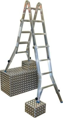 Krause Gelenk-Teleskopleiter mit 4 x 4 Sprossen in Silber - Bild 1