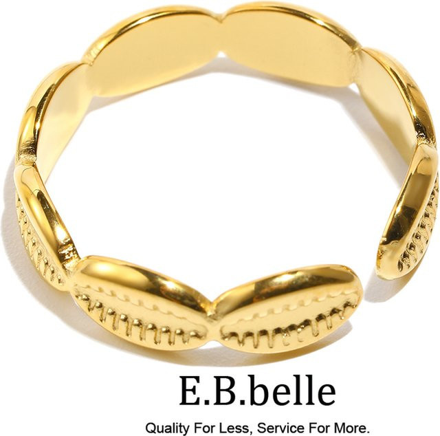 E. b. belle Ring, 18 Karat vergoldeter Edelstahl, Muschel, Gold - Bild 1