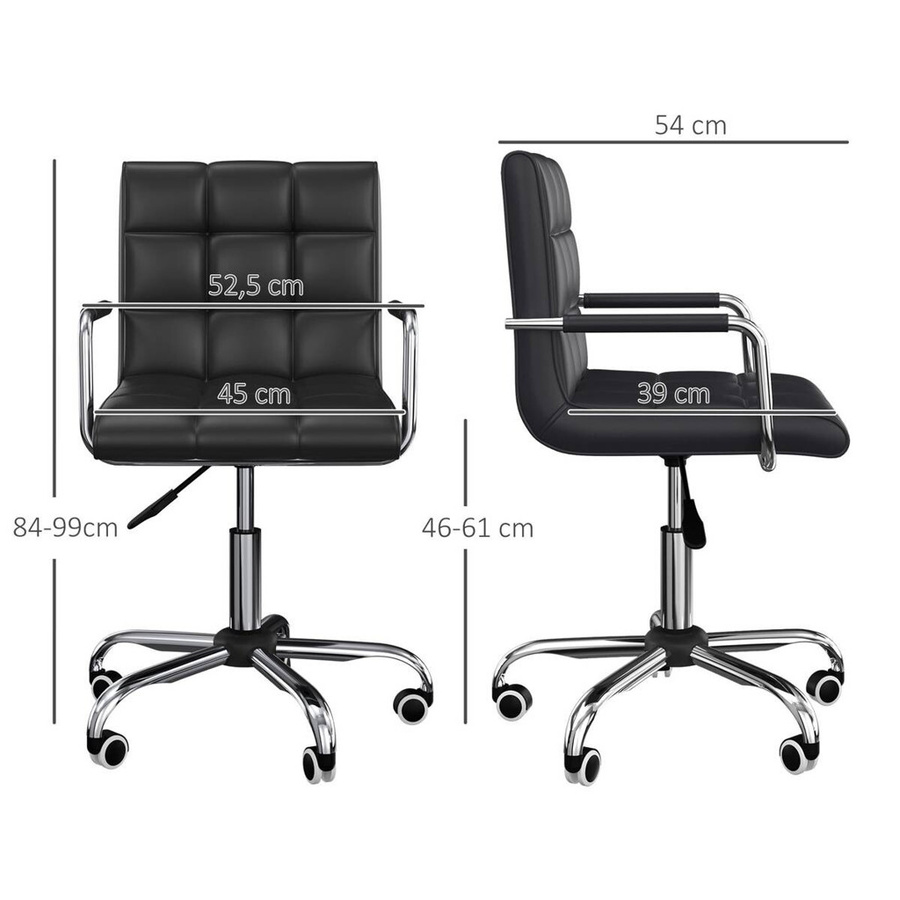 HOMCOM Executive Bürostuhl aus Kunstleder mit Armlehnen und Rollen, Schwarz oder Weiß, Höhe: 46-61 cm - Bild 5