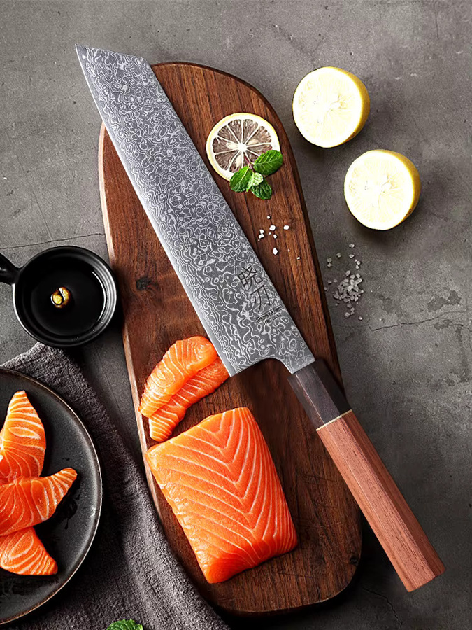TURWHO Kiritsuke Kochmesser aus Damaszener Stahl mit Holzgriff, 20,8 cm professionelles Küchenmesser für Fleisch und Gemüse - Bild 5