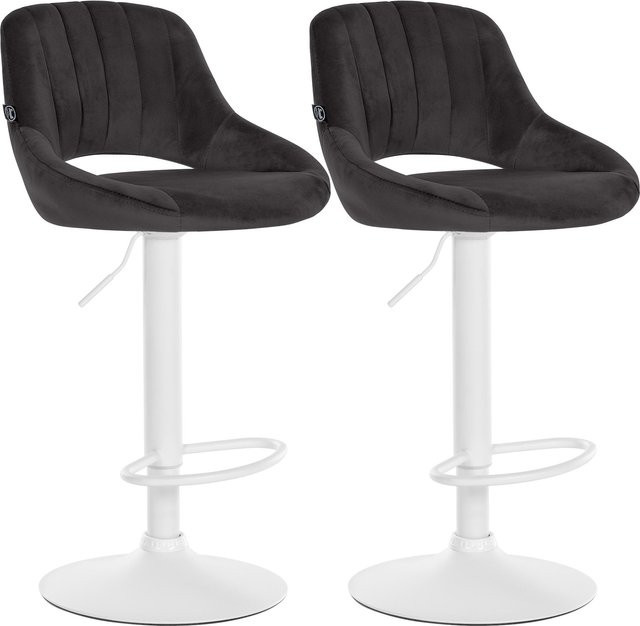 CLP Barhocker 2er Set Milet höhenverstellbar mit Lehne, gepolsterte Barstühle aus Samt in Grau mit Metallgestell und Drehsitz - Bild 1