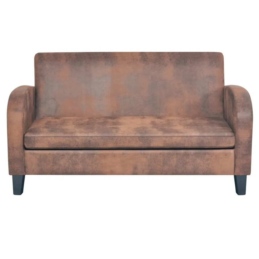 vidaXL 2-Sitzer Sofa aus Kunstleder in Braun mit Holzrahmen, B/T/H: 139 x 76 x 70 cm - Bild 2