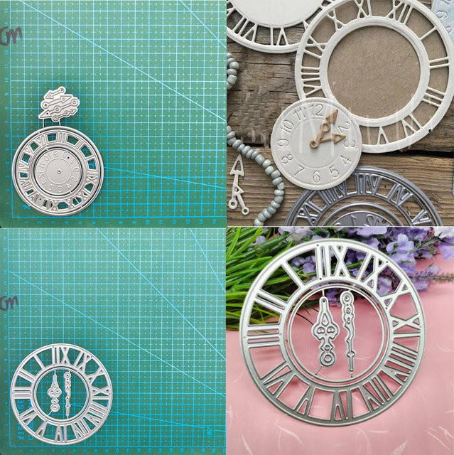 Silberne Metall-Stanzformen in Uhr-Optik für DIY Scrapbooking und dekorative Prägungen - Bild 1