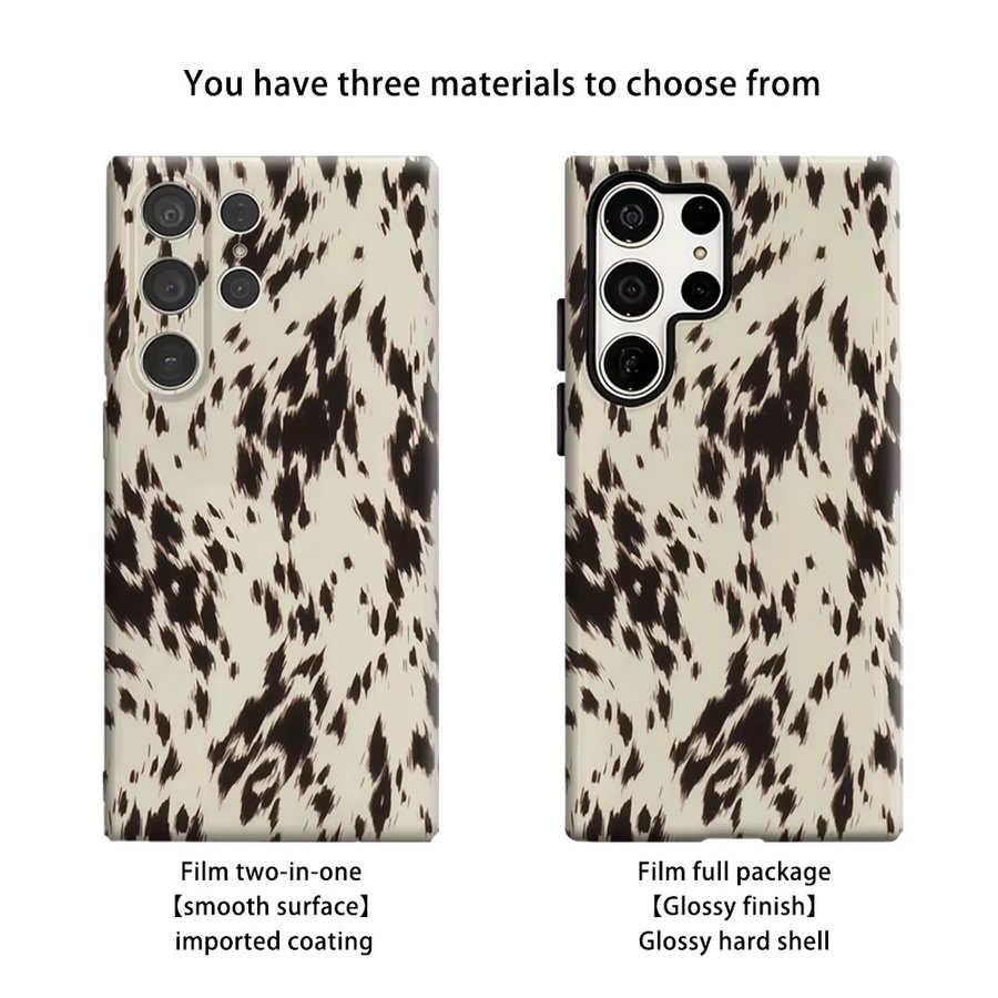 Aurbe Handyhülle für Samsung Galaxy S26 S25 S24 S23 Ultra Plus HD Hartschale in Schwarz und Creme Gesprenkelt Muster Doppelschicht-Folienhülle - Bild 2