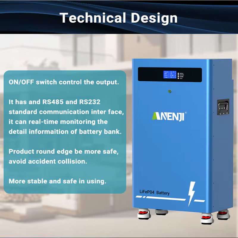 ANENJI Solar-Heimenergiespeicher Lithium-Eisenphosphat 16kWh 51,2V 300Ah in Blau - Bild 2