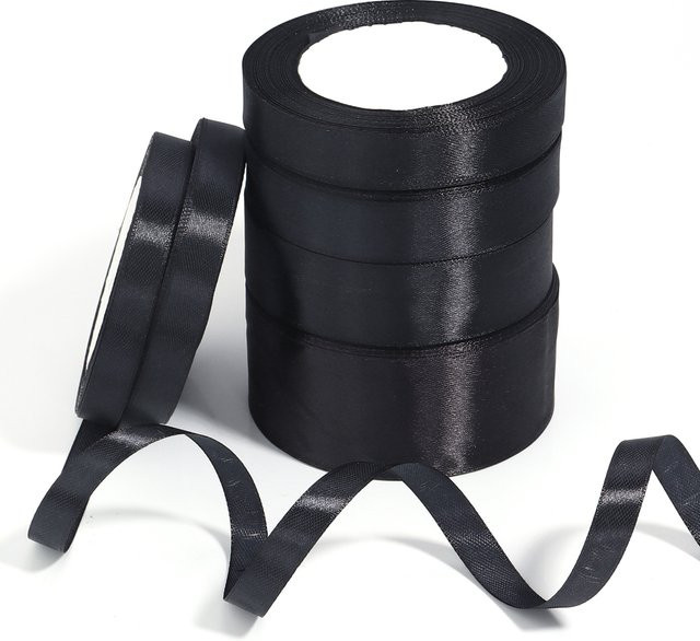 Schwarzes Satin Band für DIY Dekoration, Hochzeit und Geschenke, 25 Yards Länge - Bild 1