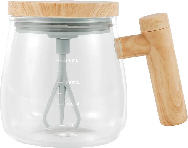 Selbstrührender Kaffeebecher von Willstar aus transparentem Glas, batteriebetriebene elektrische Rührkaffeetasse, 400 ml, hitzebeständig - Bild 1