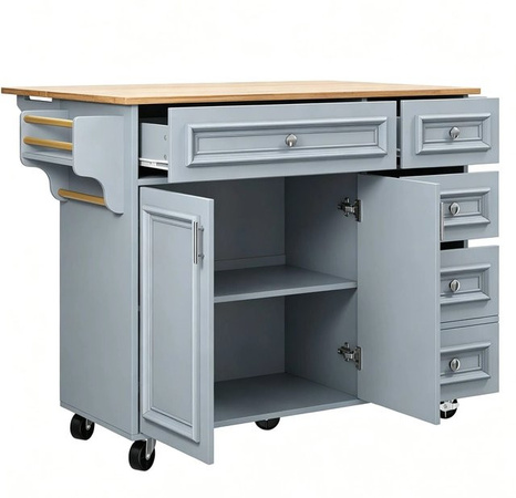 okwish Kücheninsel mit abnehmbarem Servierwagen in Blau, modern mit Stauraum, B/T/H: 110 x 45 x 92 cm