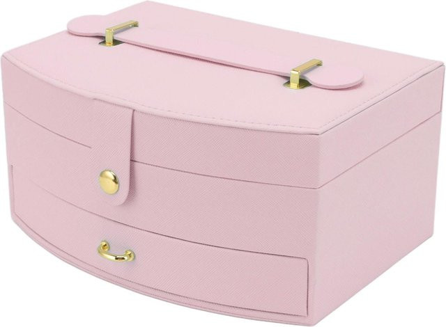 KONNWEI Schmuckkoffer, 2 Schichten, PU Leder, rosa, Unisex - Bild 1