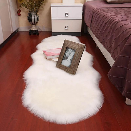 Yiran Furniture Ovaler Plüsch Teppich in Schaffell-Optik für Wohnzimmer und Schlafzimmer B: 60 cm