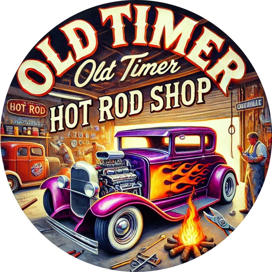 Potdemiel Vintage Hot Rod Shop Metallschild aus Aluminium, B/B/B: 20,3 x 20,3 x 20,3 cm, Mehrfarbig - Bild 3