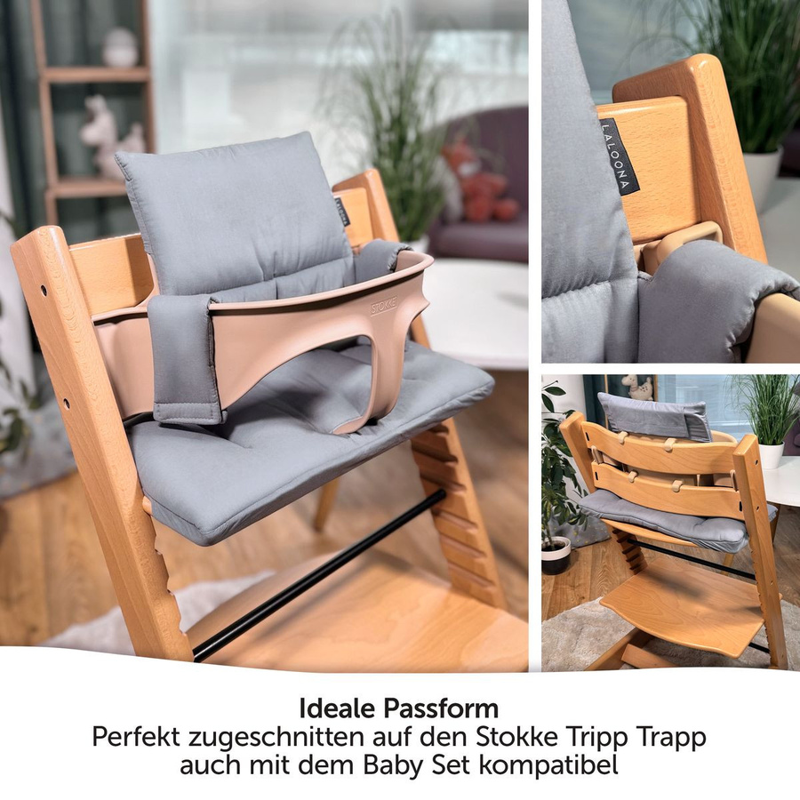LaLoona Sitzkissen und Hochstuhlauflage für Stokke Tripp Trapp, beschichtet, Grau - Bild 2