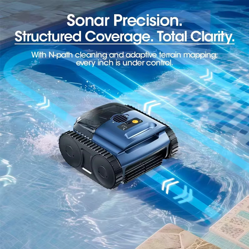 Seauto Roboter-Poolstaubsauger in Blau mit 180W bürstenlosem Motor, 3 Modi für Boden- und Bodenpools bis zu 2150 m2 und wiederaufladbarem Akku für bis zu 150 Minuten Laufzeit - Bild 2
