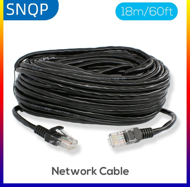 SNQP Cat 6 Ethernet-Kabel für Innen- und Außenbereich, Hochgeschwindigkeits-LAN-Patchkabel aus Reinkupfer mit RJ45, Schwarz, 18,3 m - Bild 1