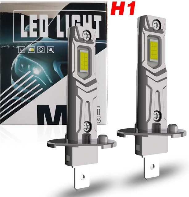 Neallor H1 P14,5s LED Canbus Scheinwerfer Set für Fahrzeuge in Weiß und Silber, Leistungsstarke Turbo Diode Fernlicht und Nebellampen für Auto und Motorrad, 12V - Bild 1