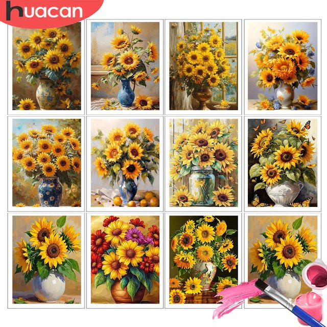 HUACAN Ölmalerei-Set nach Zahlen, Sonnenblume, Malen auf Leinwand - Bild 1