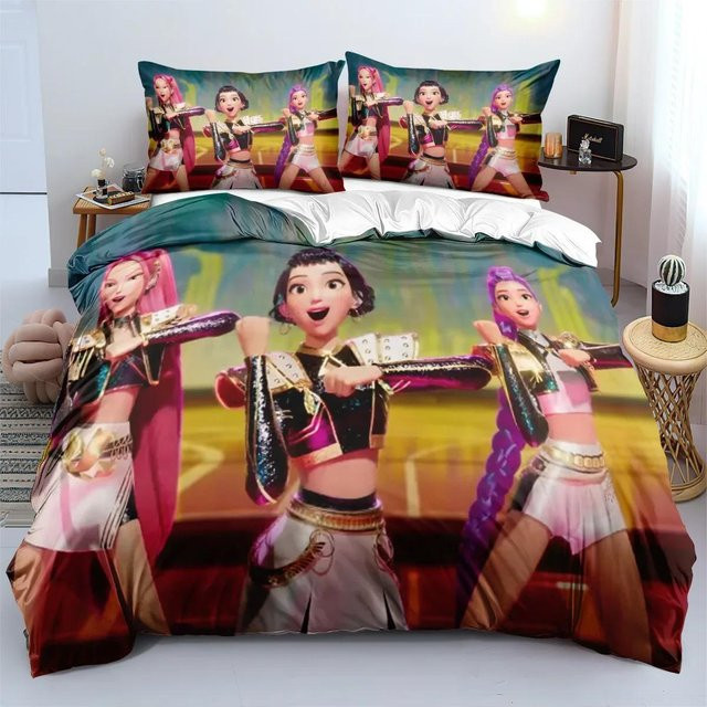 Lodestar KPop D-Demon Hunters Bettwäscheset Halloween-Design, 2-3-teiliges Set aus Mikrofaser in Multicolour, Breite: 140 cm, Höhe: 210 cm - Bild 1