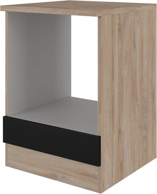 Flex-Well Herdumbauschrank Capri in Schwarz Matt mit Endgrain Oak Front, B/H/T: 60 x 85 x 60 cm - Bild 1