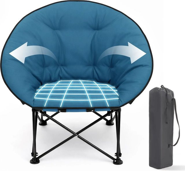 Sekey Moonchair XXL Campingstuhl Blau, gepolsterter Klappstuhl aus Oxford-Gewebe mit Stahlrohr-Gestell und Armlehnen, belastbar bis 140 kg - Bild 1