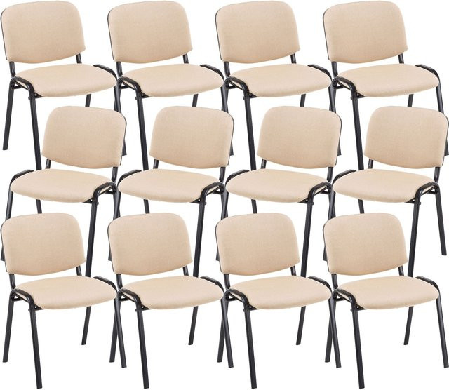CLP 12er Set Besucherstuhl Ken aus Stoff mit robustem Metallgestell, stapelbare Polsterstühle mit Rückenlehne - Bild 1