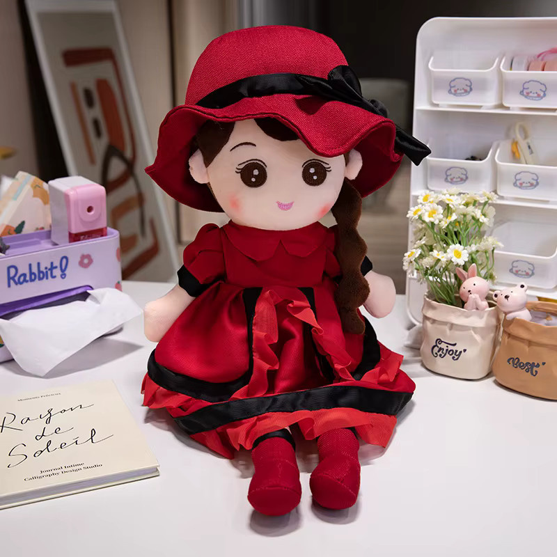 Kawaii Plüsch Mädchen Puppen, Plüsch / Textil, Rot - Bild 1