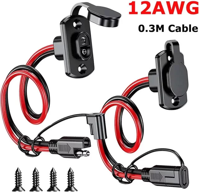 SAE Schnellstecker Kabelbaum Set mit 12AWG Verlängerungskabel und Buchse, wasserdicht, Schwarz - Bild 1